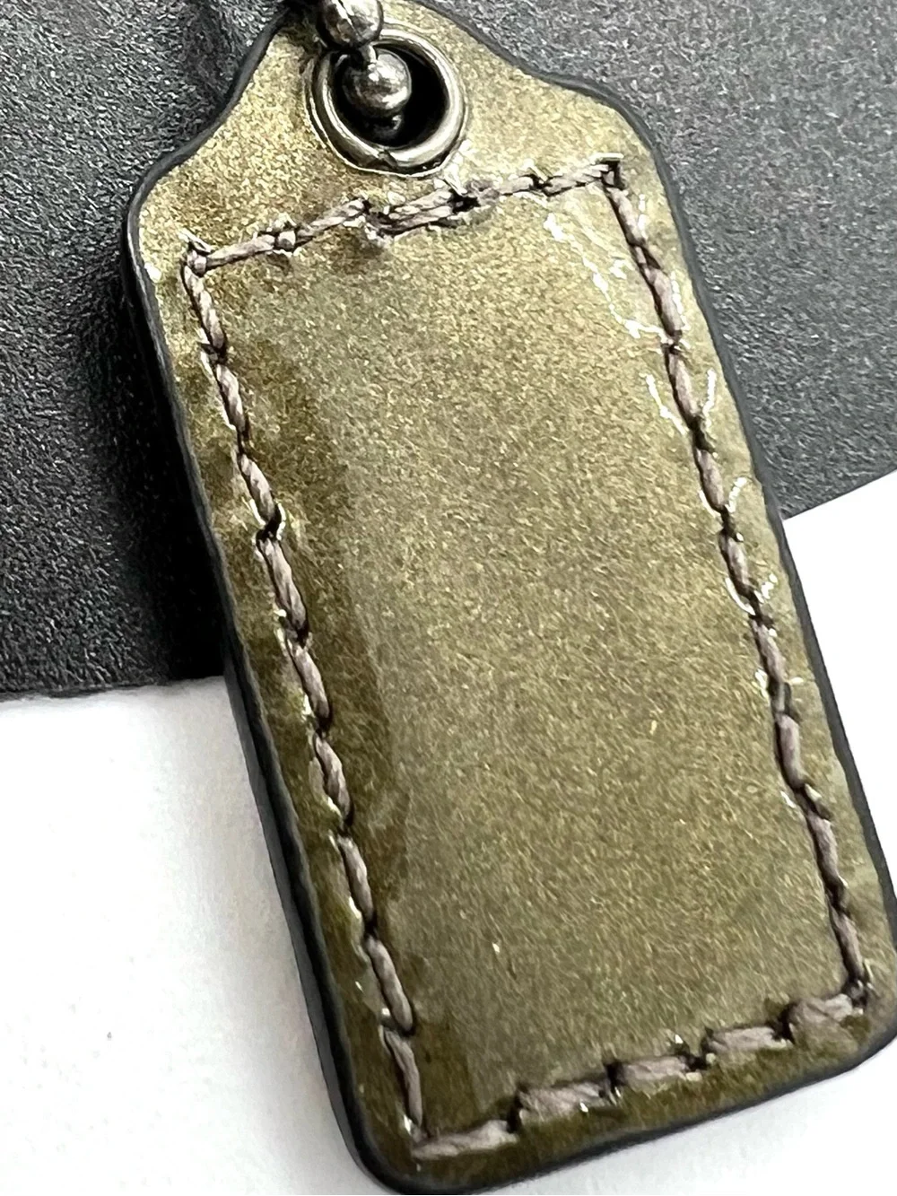 Coach Metallic Olive Green Leather Bag Charm Hangtag Replacement